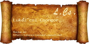 Lukácsi Csongor névjegykártya